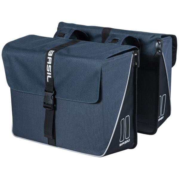 Basil dubbele fietstas Forte blauw 41x15x43 cm Navy Blue/Black