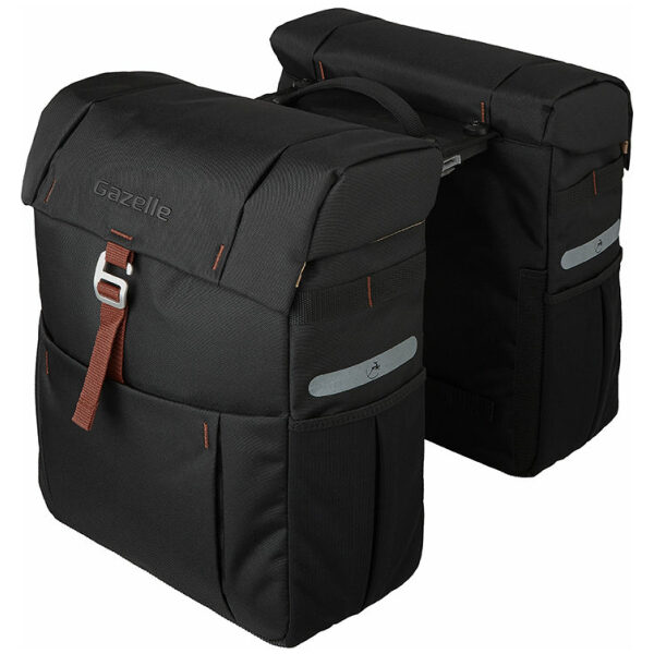 Gazelle 37L Fietstas met Mik drager 31x40x15cm/Bruin Zwart - Afbeelding 2