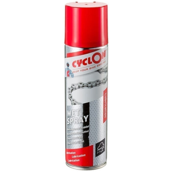 Cyclon smeermiddel MTB wet spray 250ml zwart Rood