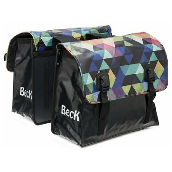 Beck Classic 46 liter Colored Triangles Array Dubbele fietstas Zwart